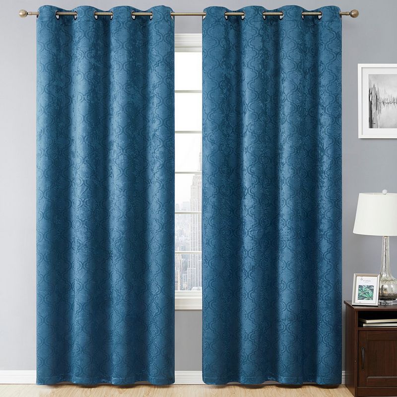 THD Peamont Lattice Thermal Energy Efficient Room Darkening Light Blocking Privacy Blackout Grommet Curtain Panels - Set of 2