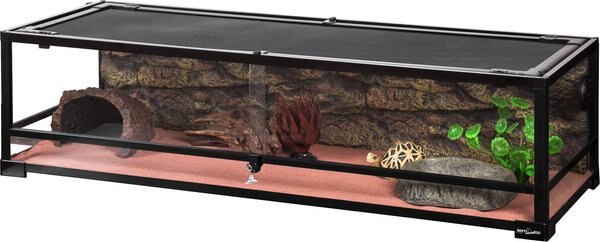 REPTI ZOO Sliding Doors Screen Ventilation Reptile Terrarium， 47-gal