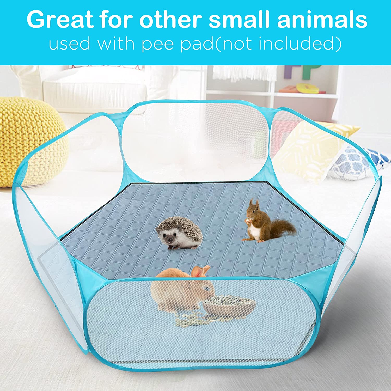 Upgraded Small Animal Cage Tent， Waterproof Foldable Pet Playpen Outdoor/Indoor Pop Open Exercise Fence， Guinea Pig Cage Tent， Breathable Fabric， Yard Fence for Guinea Pig， Rabbits， Hamster