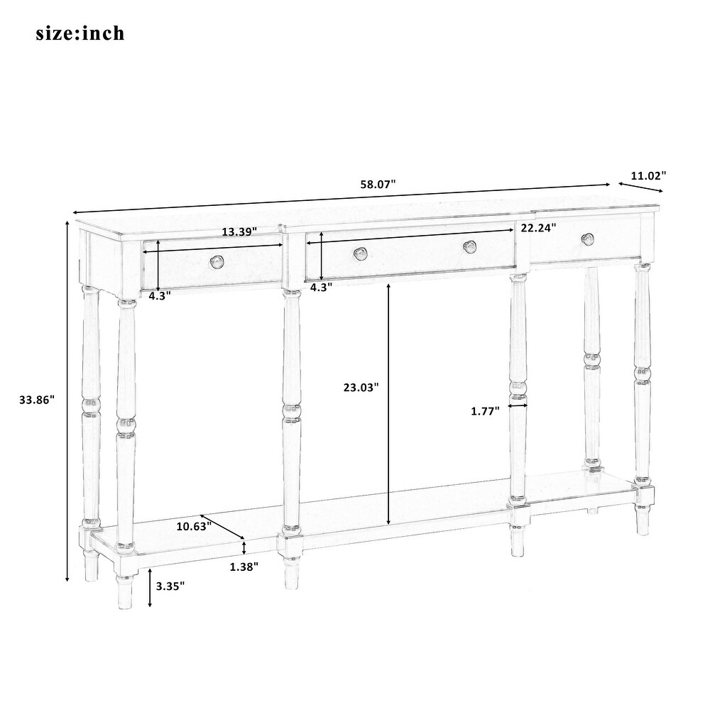 Console Table Sofa Table for Living Room with Storage Shelf and Drawer