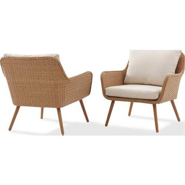 Landon Light Brown Outdoor Wicker Chair Set ， Set of Two