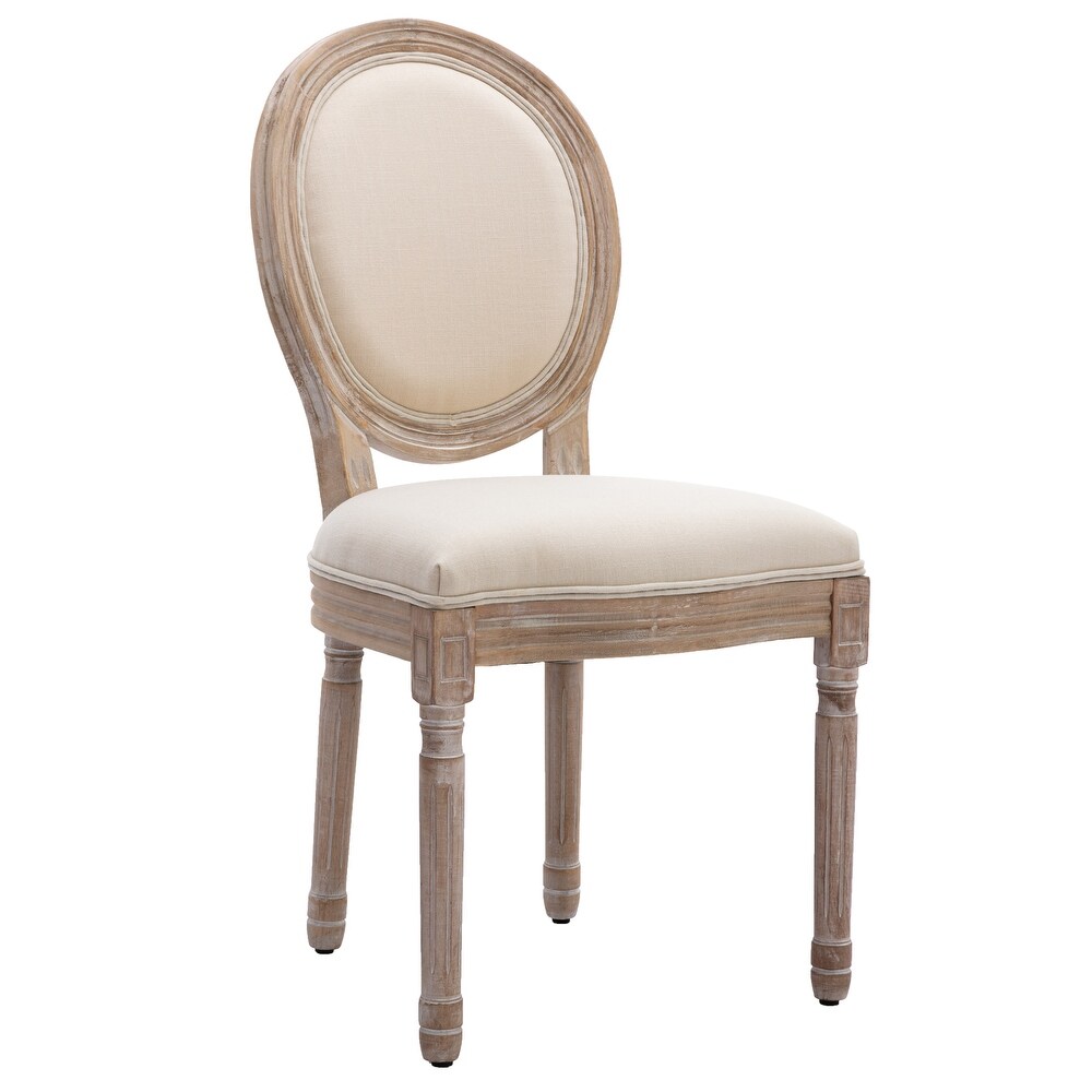 Upholstered Fabrice French Dining Chair with rubber legs Set of 2