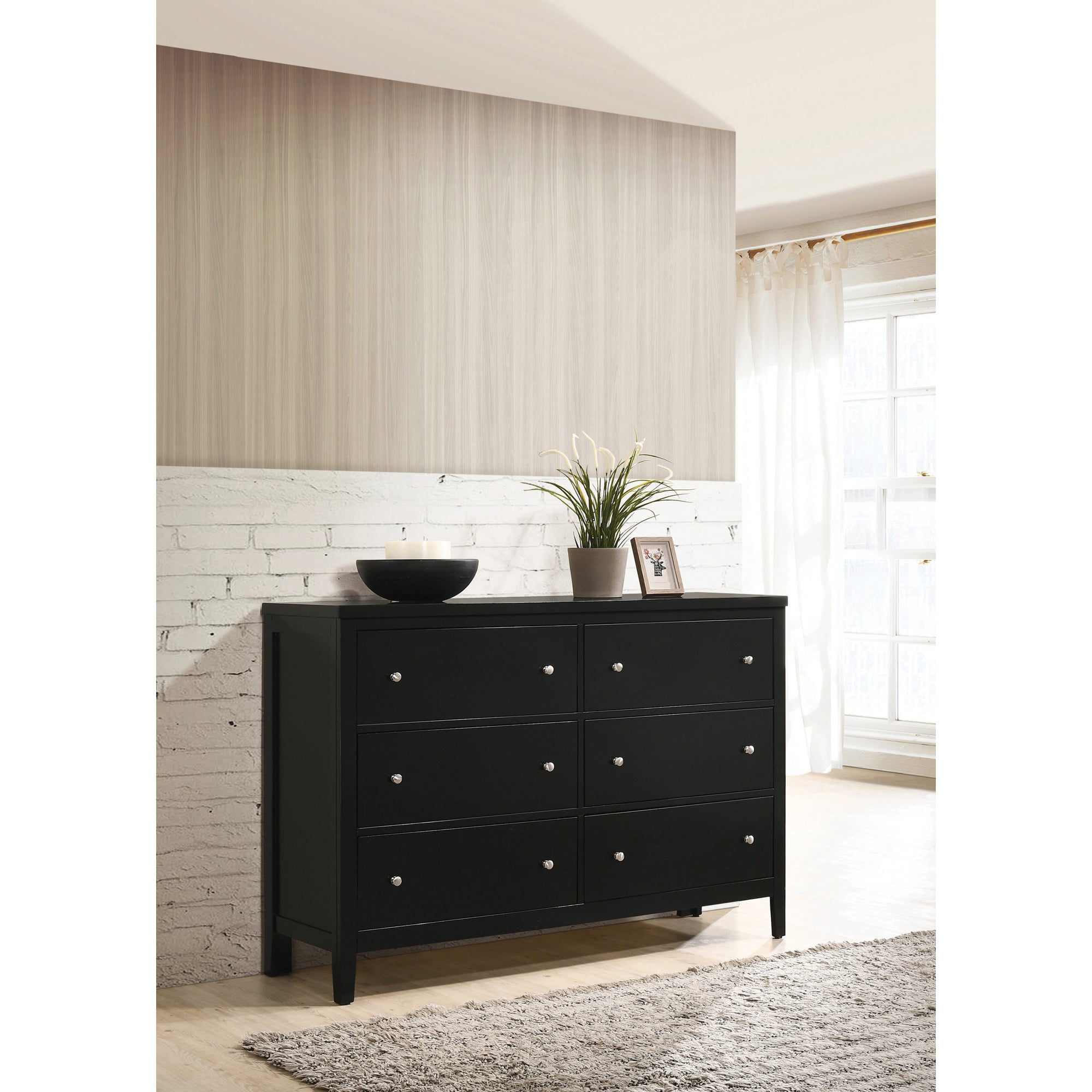 Carlton 6-drawer Rectangular Dresser Black