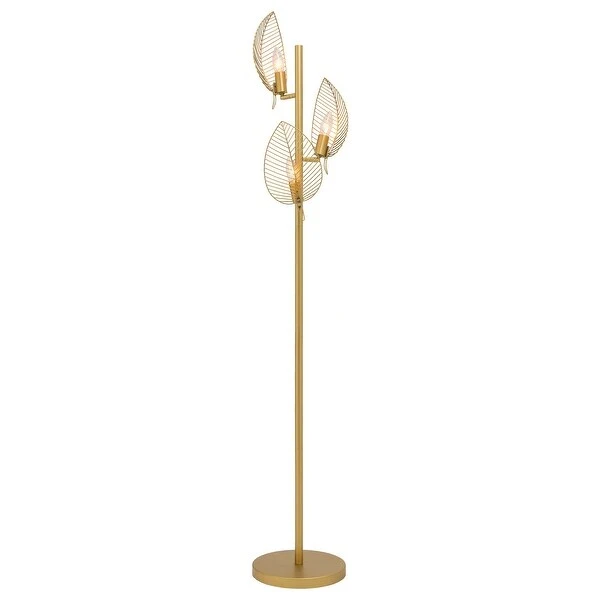 James River of Goods Gold Metal Three Leaf Shade 59.25-Inch Floor Lamp - 23