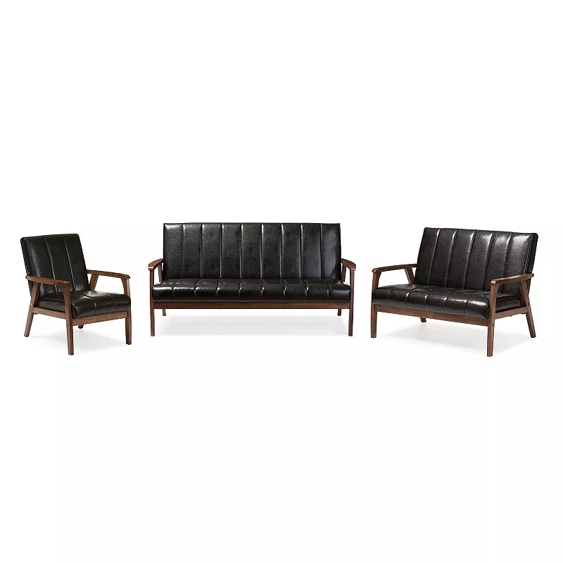 Baxton Studio Nikko Scandinavian Sofa 3-piece Set