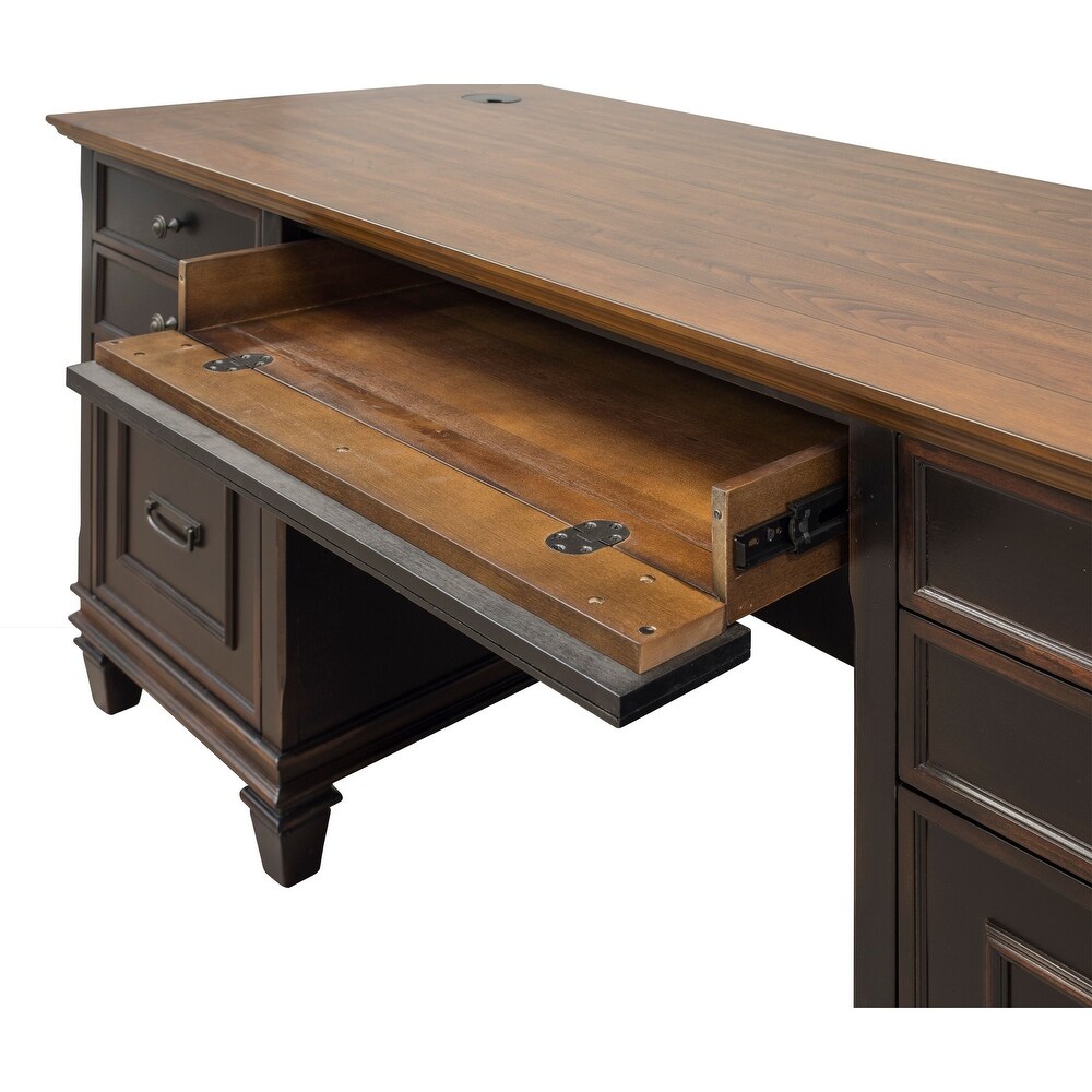 Hartford Wood Double Pedestal Desk  Office Desk  Office Table  Black