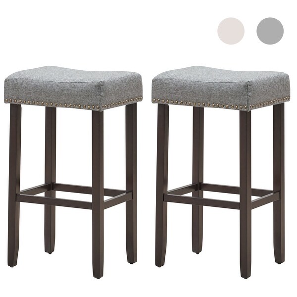 2 PCS Saddle Stools Counter Height Backless Stools with Padded Seat