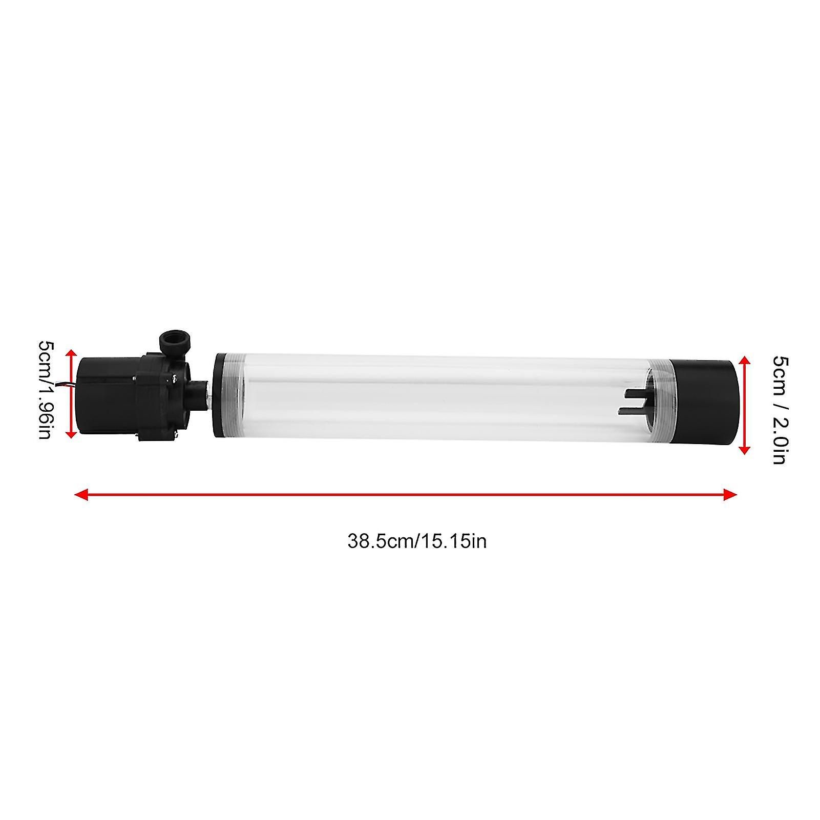 Acrylic Computer DIY Water Cooling Tank Cylinder Reservoir 19W Pump G1/4 300mm