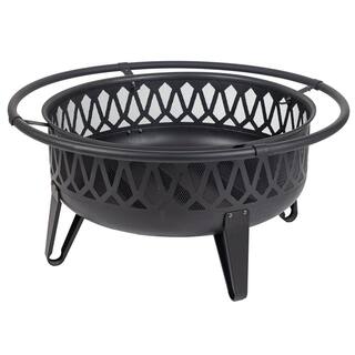 Pleasant Hearth Harmony 36 in. W x 22.8 in. H Round Steel Wood Burning Black Fire Pit OFW750R