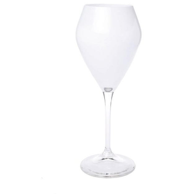 Classic Touch Set Of 6 White V shaped Wine Glasses With Clear Stem 15 Oz