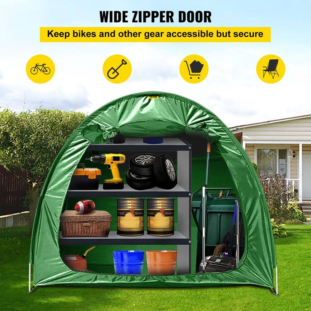 VEVOR Outdoor Waterproof Bicycle Storage Shed with Carry Bag 420D Oxford Fabric Bike Cover Storage Tent for 4 Bikes Green ZXCCFPLSJDKBDWIWXV0