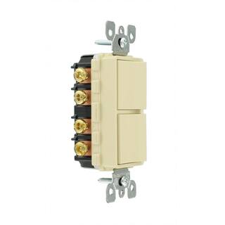 Leviton 15 Amp Decora Commercial Grade Combination Two 3-Way Rocker Switches Ivory 5643-I