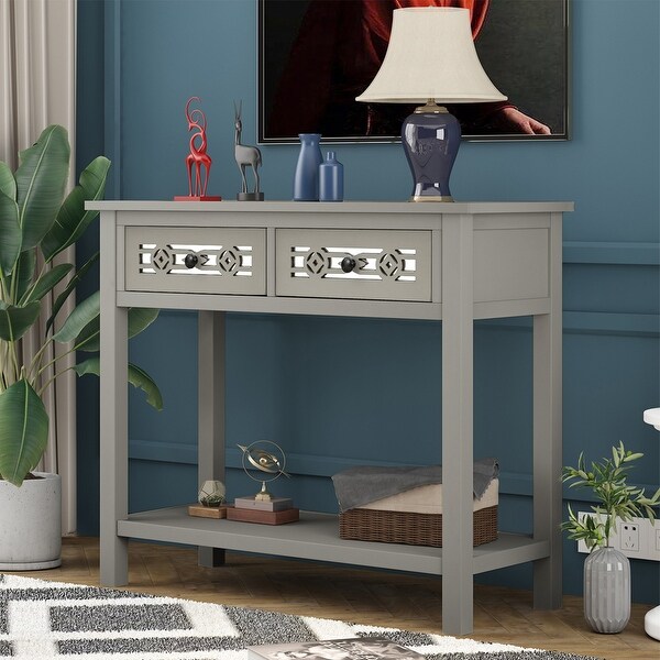 Merax Classic Console Table with 2-Drawers and Shelf