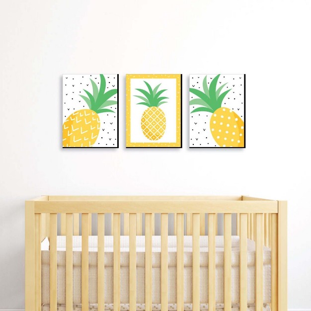 Big Dot Of Happiness Tropical Pineapple Nursery Wall Art Kids Room Decor And Summer Home Decorations Ideas 7 5 X 10 Inches Set Of 3 Prints