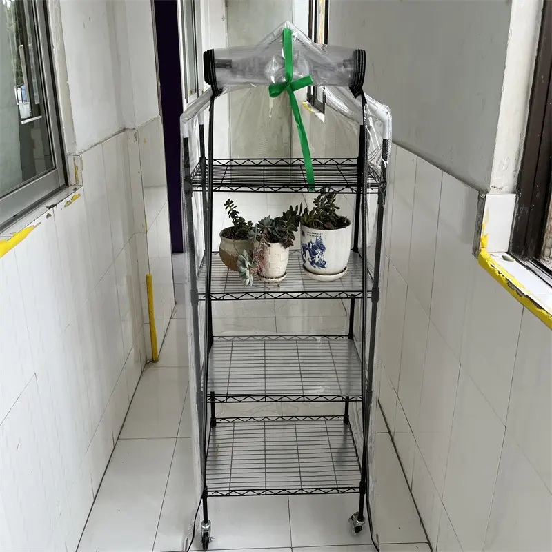 4 Tier Roll Up Zipper Door Greenhouse  Cover Clear PVC Plant Greenhouse Cover for Gardening Plants Cold Frost Protection Protect