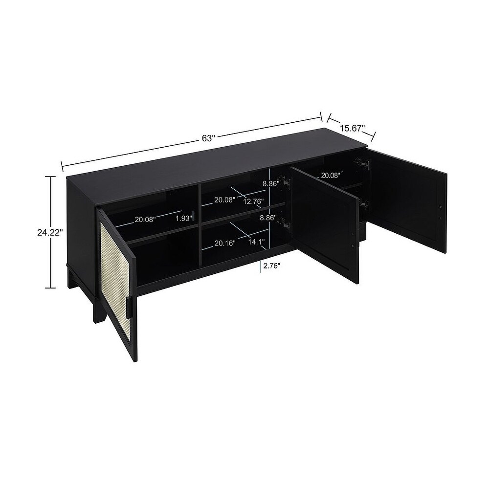 Manhattan Comfort Sheridan 62.99 In. Modern Cane Media Cabinet Console