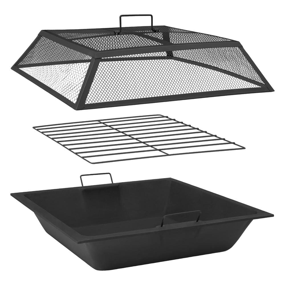 Hampton Bay 24 in. Outdoor Square Steel Fire Pit Insert Replacement Set (3-Pieces) 2195FP-3PC