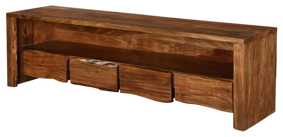 Alex Acacia Wood 4 Drawer Media TV Stand   Rustic   Entertainment Centers And Tv Stands   by Sierra Living Concepts Inc  Houzz