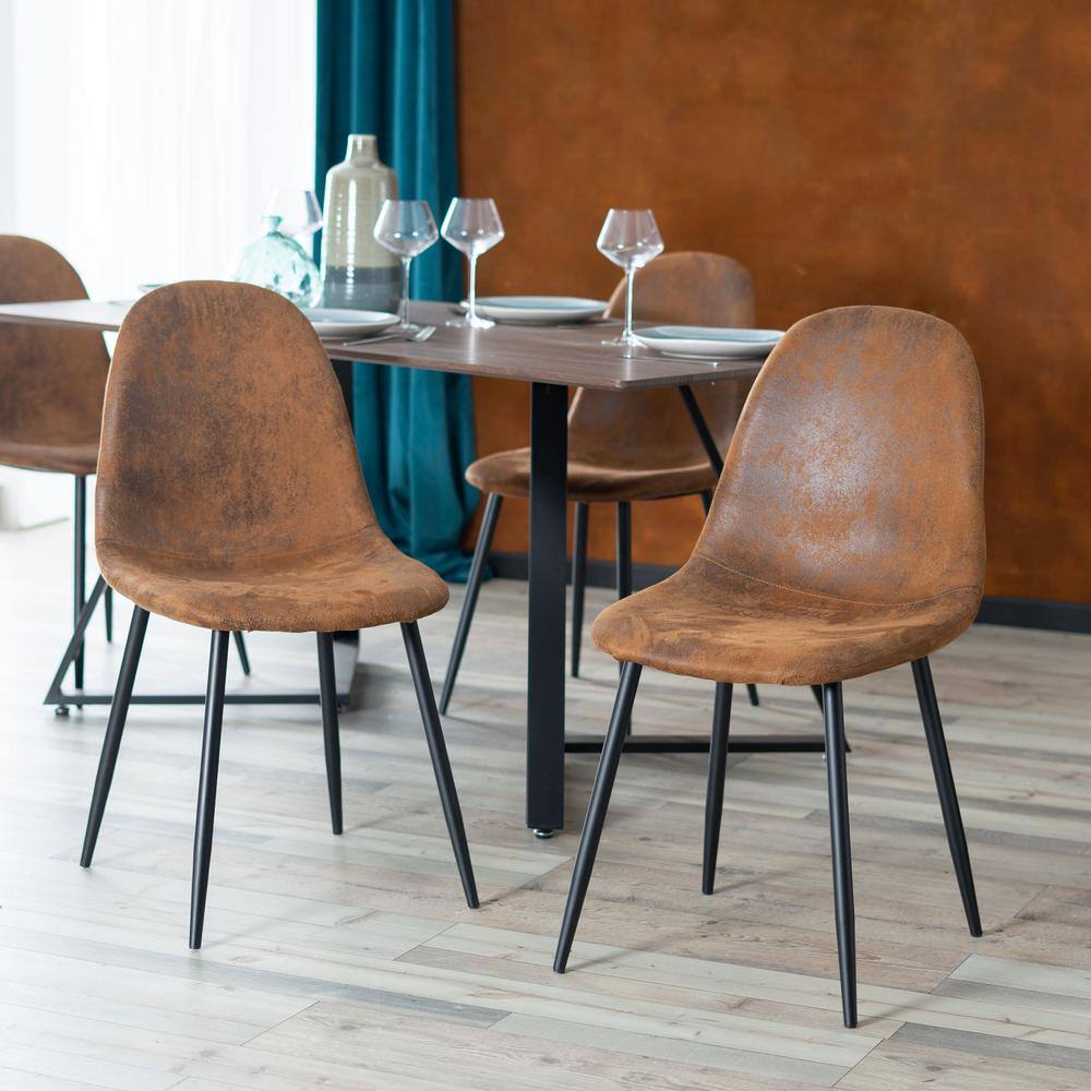 Homy Casa Charlton Brown Faux Suede Upholstered Dining Chairs (Set of 4) HD-CHARLTON SUEDE BROWN SY