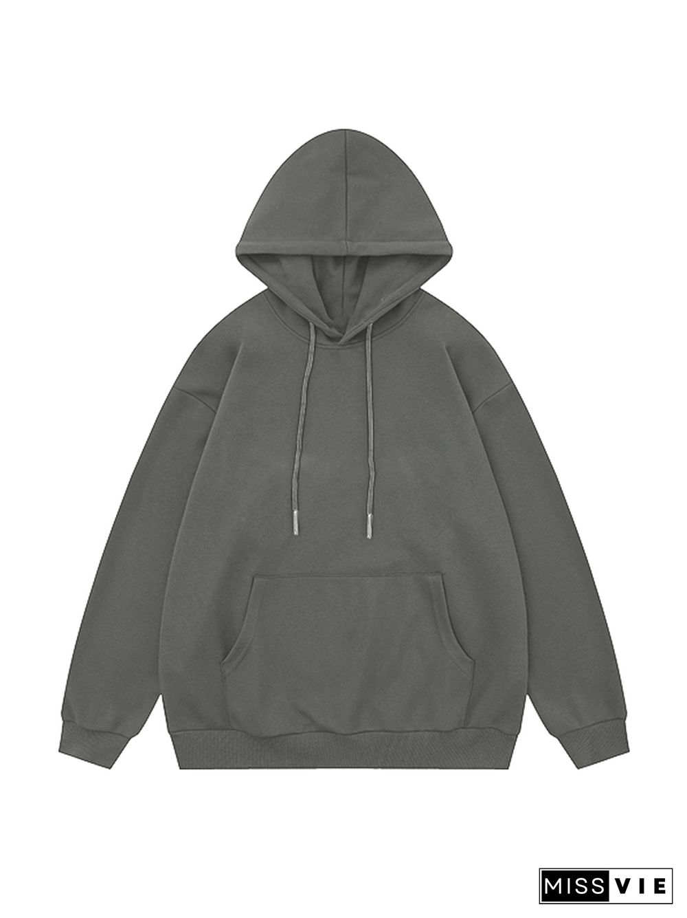 Solid Color Stretchy Hem Loose Oversized Hoodie