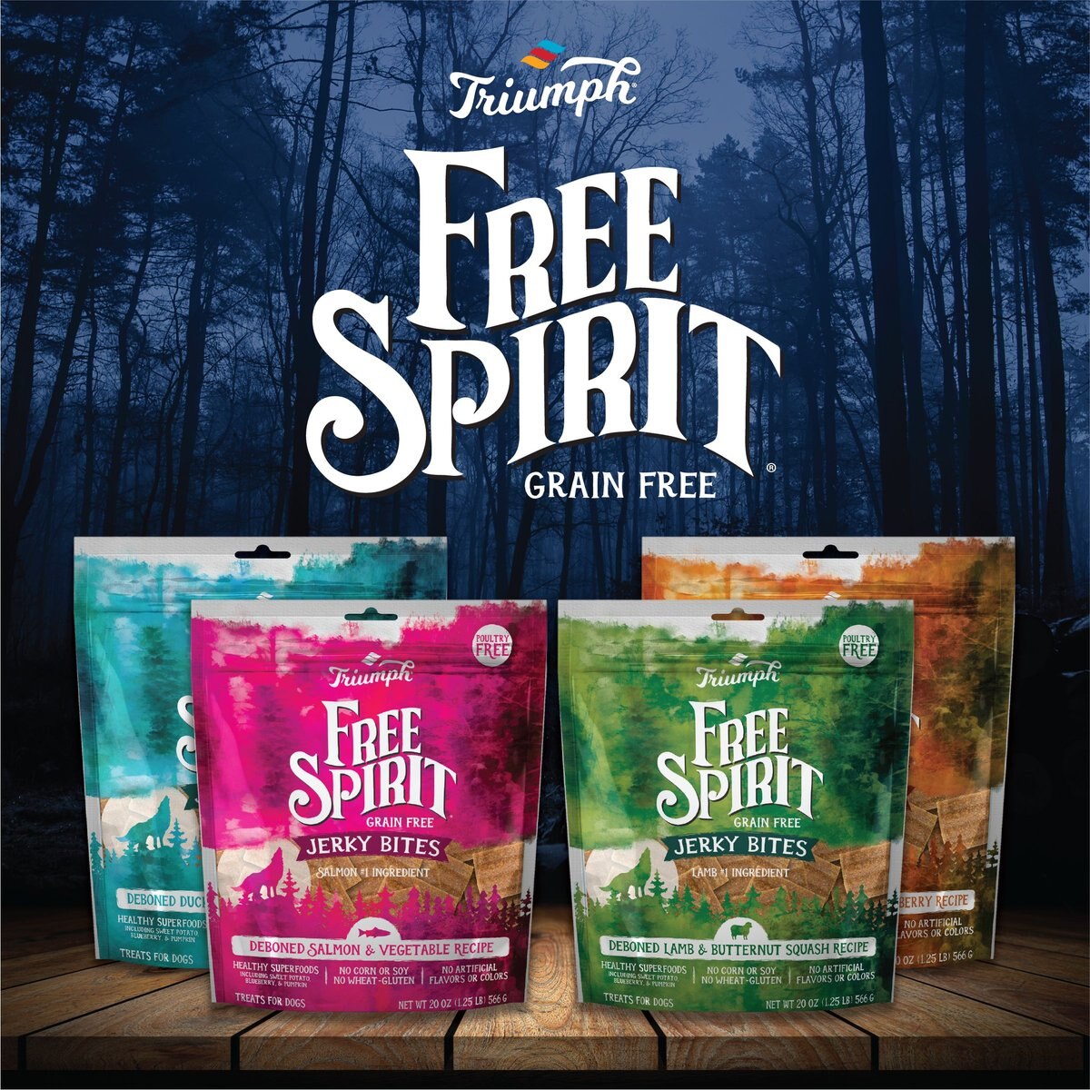 Triumph Free Spirit Jerky Bites Deboned Salmon and Vegetable Dog Treats