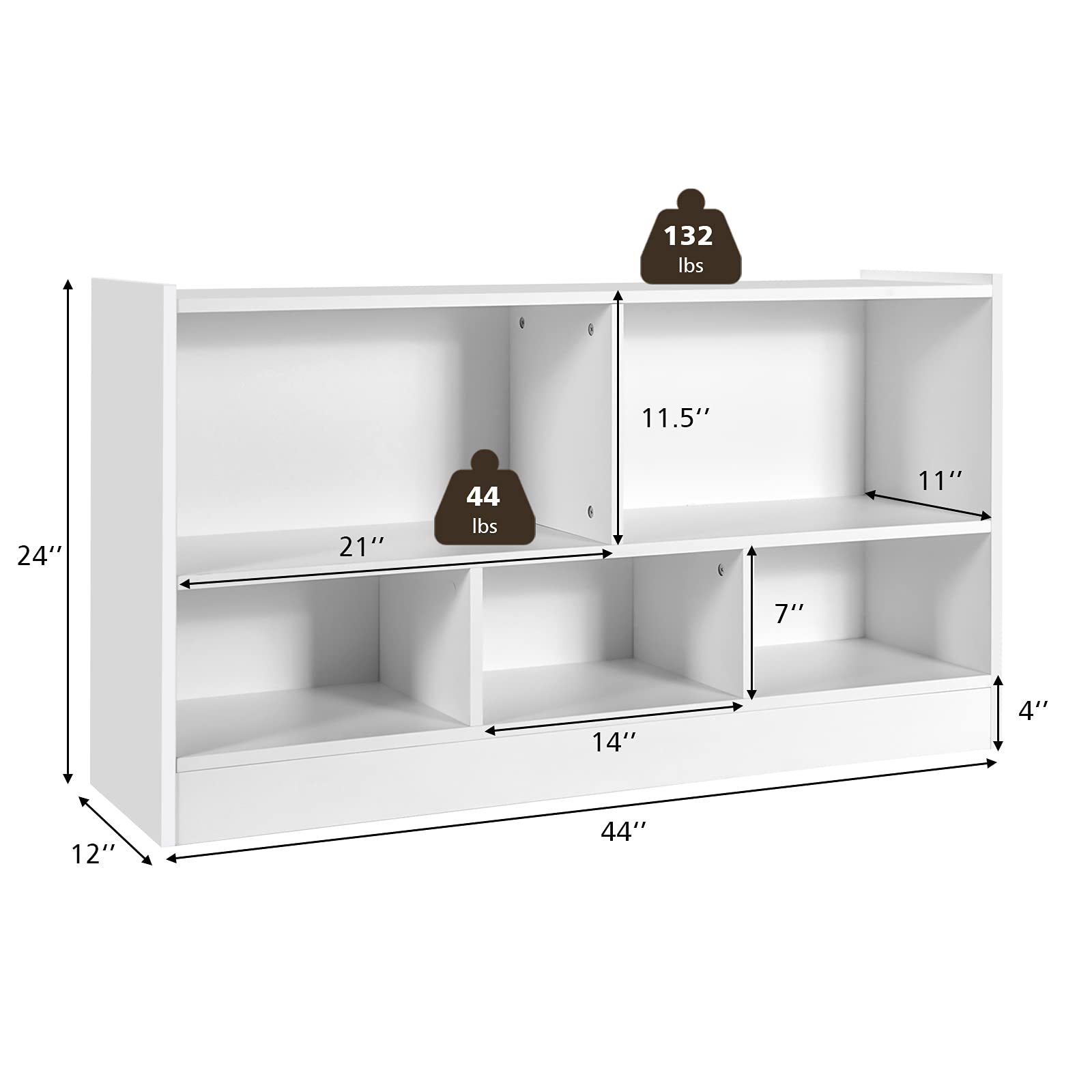 Costzon Wooden Bookshelf Daycare Furniture for Playroom, Kids Room, Nursery, Kindergarten