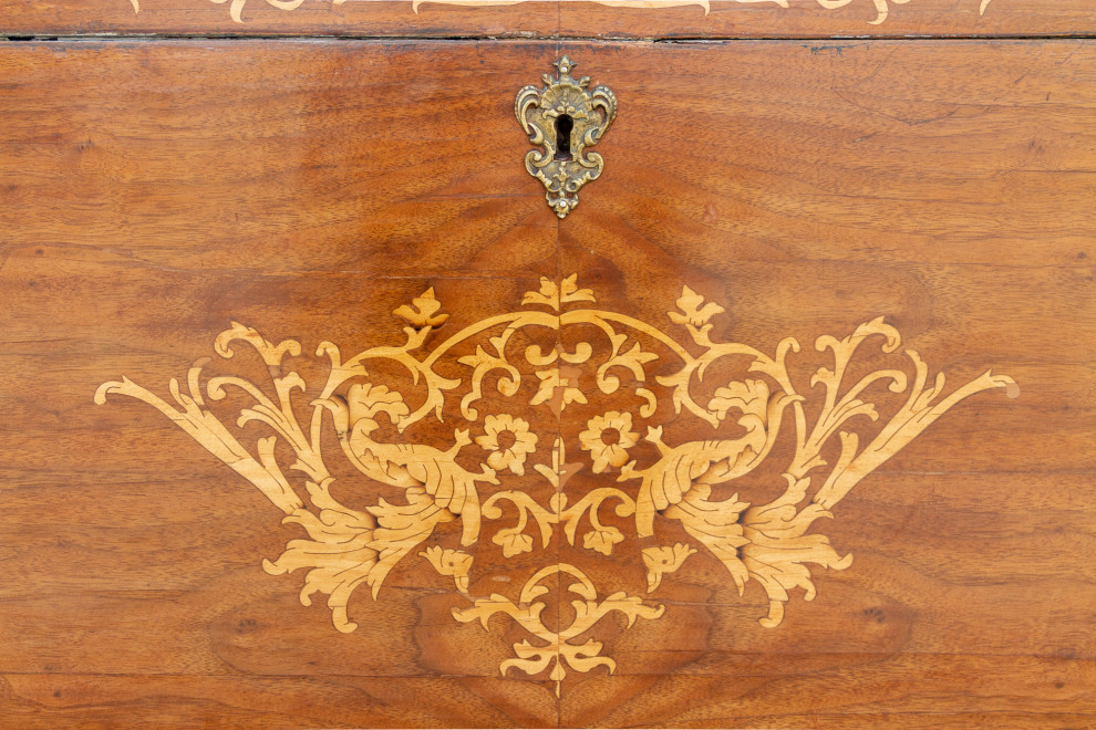 Large Walnut Marquetry Inlay Chest   Victorian   Accent Chests And Cabinets   by De cor  Houzz