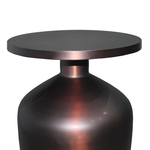 25 Inch Metal Frame End Table with Round to P and Bottle Shape Base for Hallway， Foyer， Den， Bedroom， or Living Room