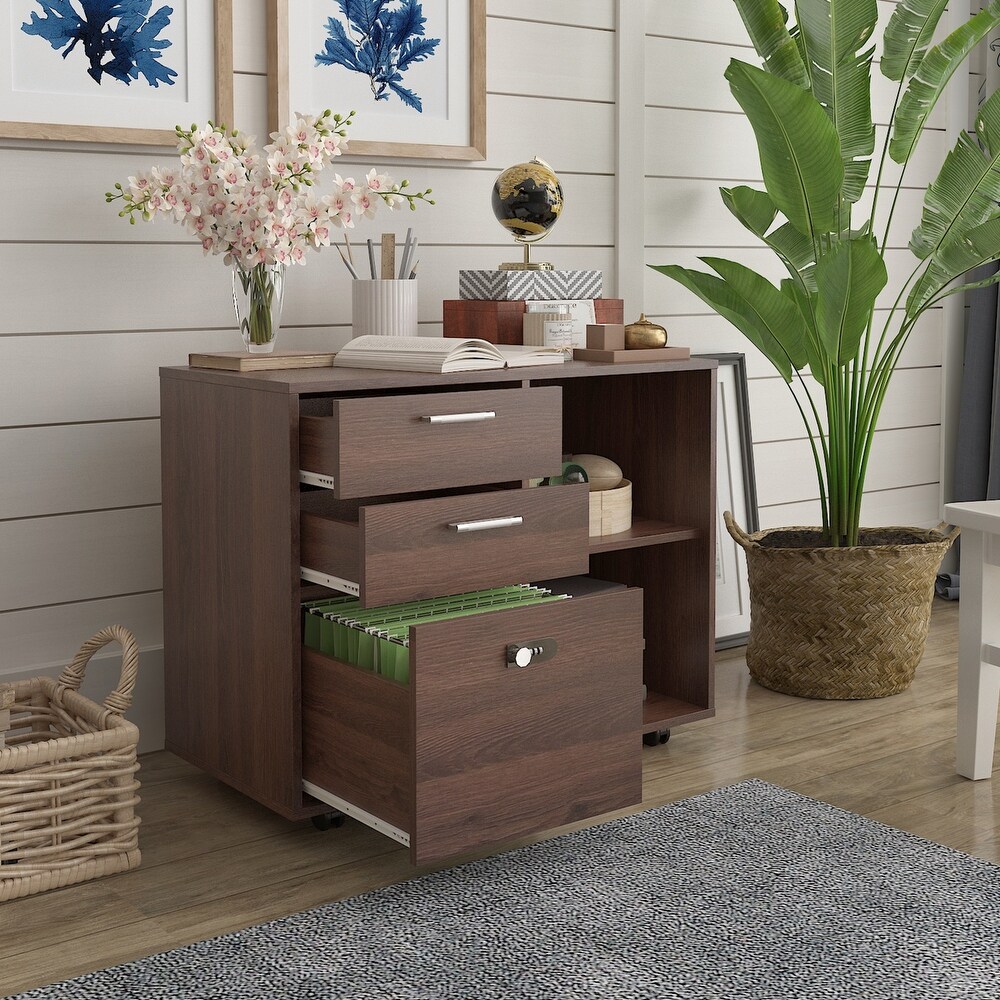 Drawer Wood File Cabinet with coded Lock  hanging File Folders A4 Size