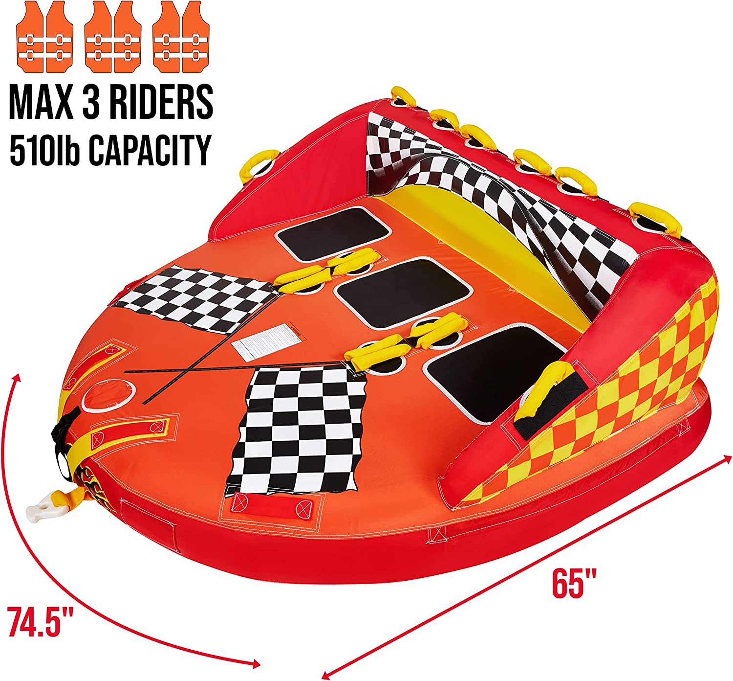 Sunny and Fun Towable Water Tube， 2 and 3 Person Inflatable Floating Raft