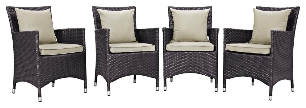 Modway Convene 4 Piece Outdoor Patio Dining Set   Tropical   Outdoor Dining Chairs   by PARMA HOME  Houzz