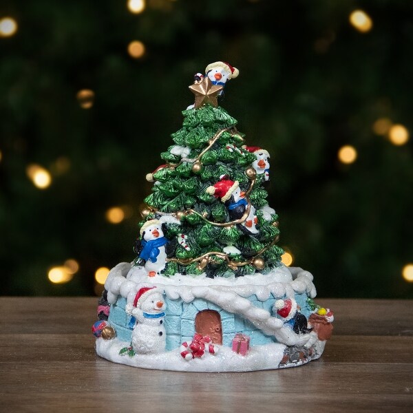 Penguins and Christmas Tree Rotating Music Box