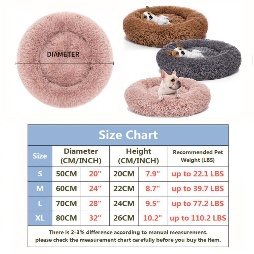 Sixtyshades Pet Dog Cat Calming Bed Warm Plush Donut Cuddler Round Sleeping Cushion Bed for Dogs and Cats Self-Warming and Cozy 