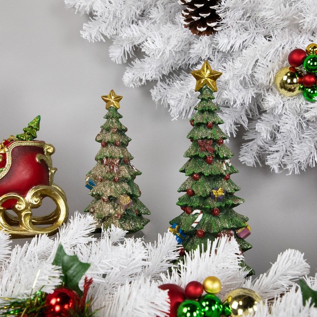 Glittered Christmas Tree With A Star Tabletop Decoration