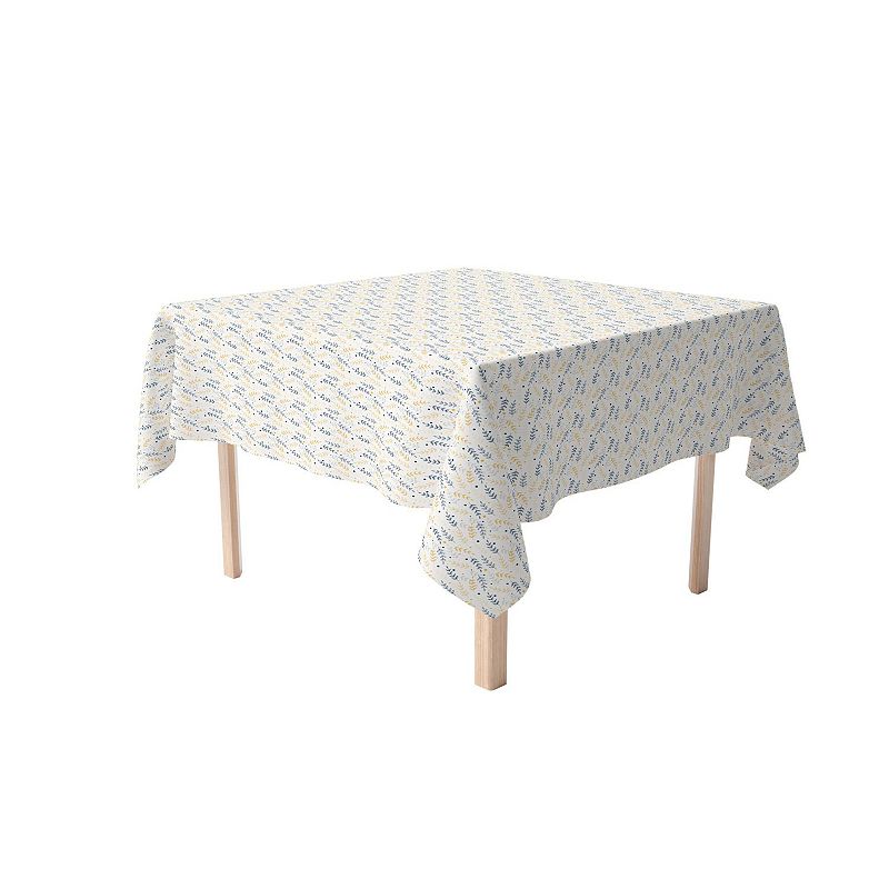 Rectangular Tablecloth， 100% Cotton， 60x120， Blue and Yellow Branches