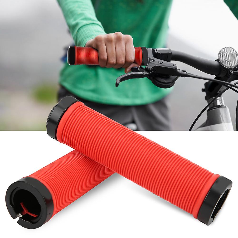 1 Pair Plastic Bicycle Cycling Handle Bar Anti-slip Grips Lock On Mountain Bike Handlebar Gripred