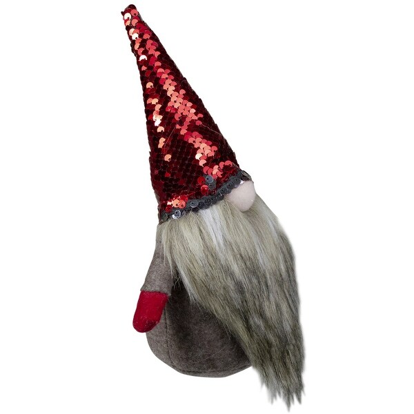 Gnome with Beard and Flip Sequin Hat Christmas Figure