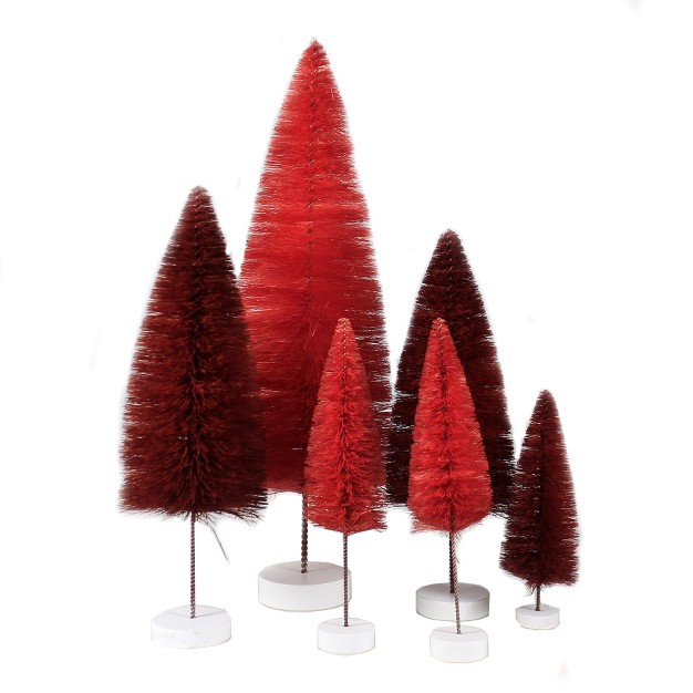 Cody Foster Christmas Red Rainbow Trees 6 Sisal Trees 15 Inches Putz Village Ms427r Sisal Red