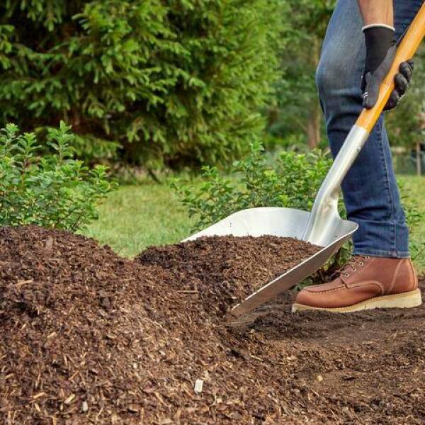 Husky 28 in. D-Grip Short Wood Handle Aluminum Scoop Shovel 77531-947