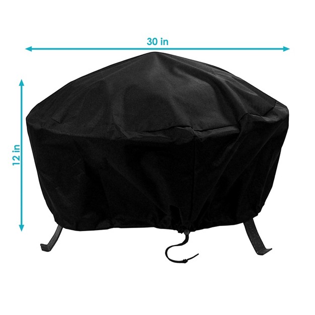 Sunnydaze Outdoor Heavy duty Weather resistant Pvc And 300d Polyester Round Fire Pit Cover With Drawstring And Toggle Closure