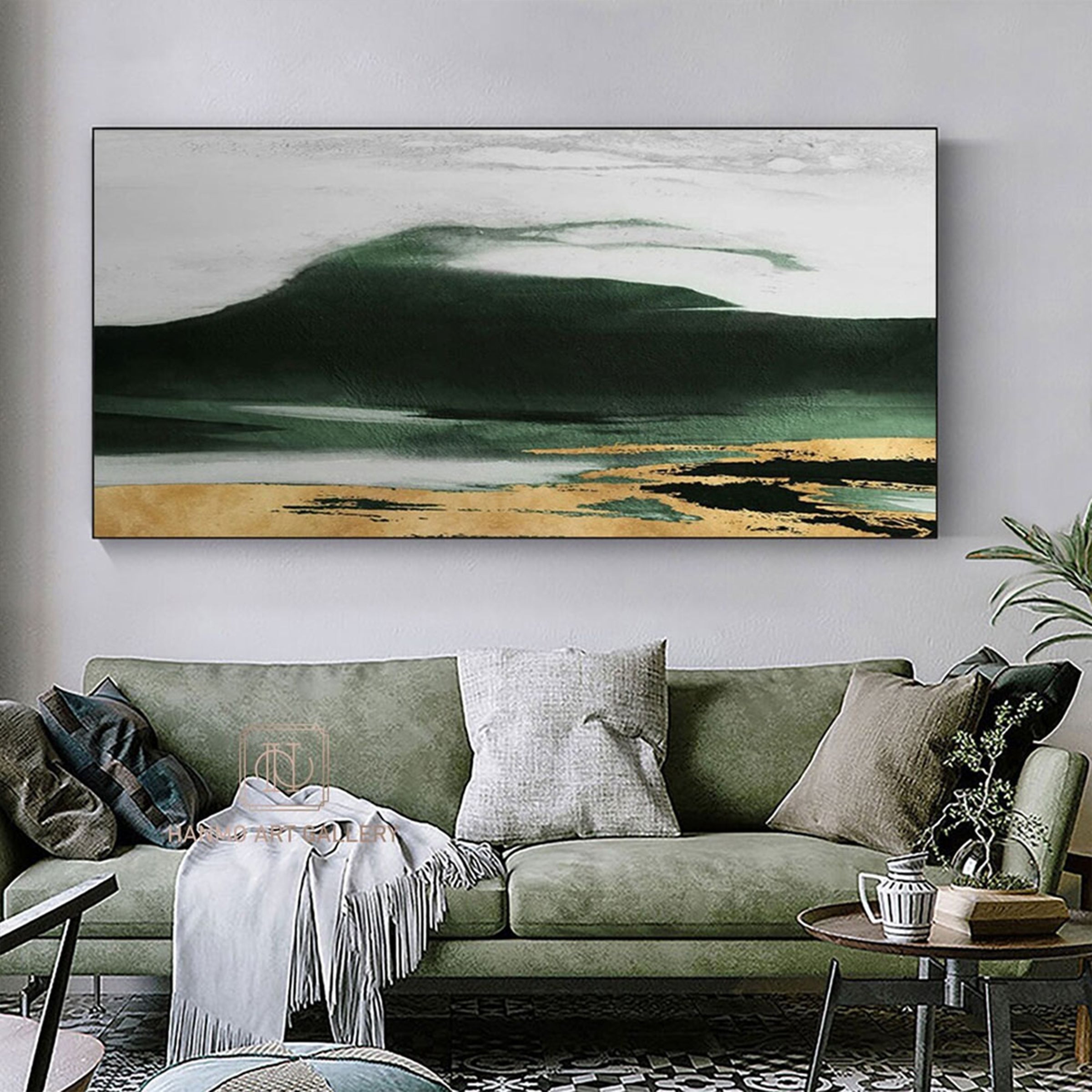 Morning Mist Hand Painted Art Painting With Gold Frame 200X80 Cm Soaap0105