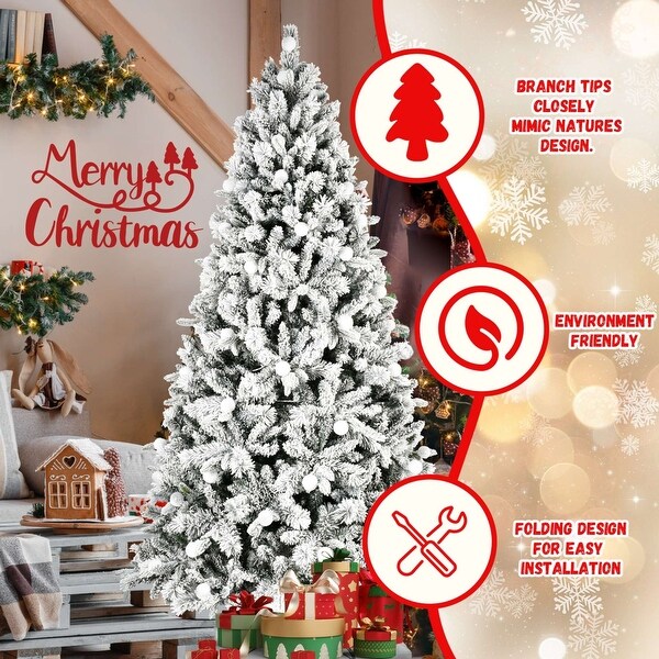 7.5/8FT Christmas Tree with LED Lights，Memory Wire and Easy Power Technology