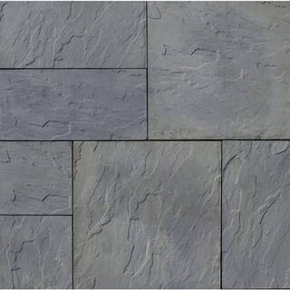 Nantucket Pavers Patio-on-a-Pallet 12in. x 24in. and 24in. x 24in. Concrete Gray Variegated Basketweave Yorkstone Paver(18 Pcs48 Sq Ft) 30532