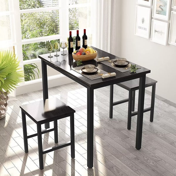 3 Piece Pub Dining Table Set， Industrial Bar Table Set with 2 stools for Home， Kitchen， Dining Room， Bar