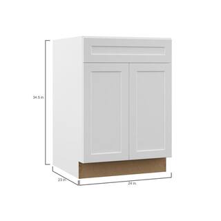 Hampton Bay Designer Series Melvern Assembled 24x34.5x23.75 in. Base Kitchen Cabinet in White B24-MLWH