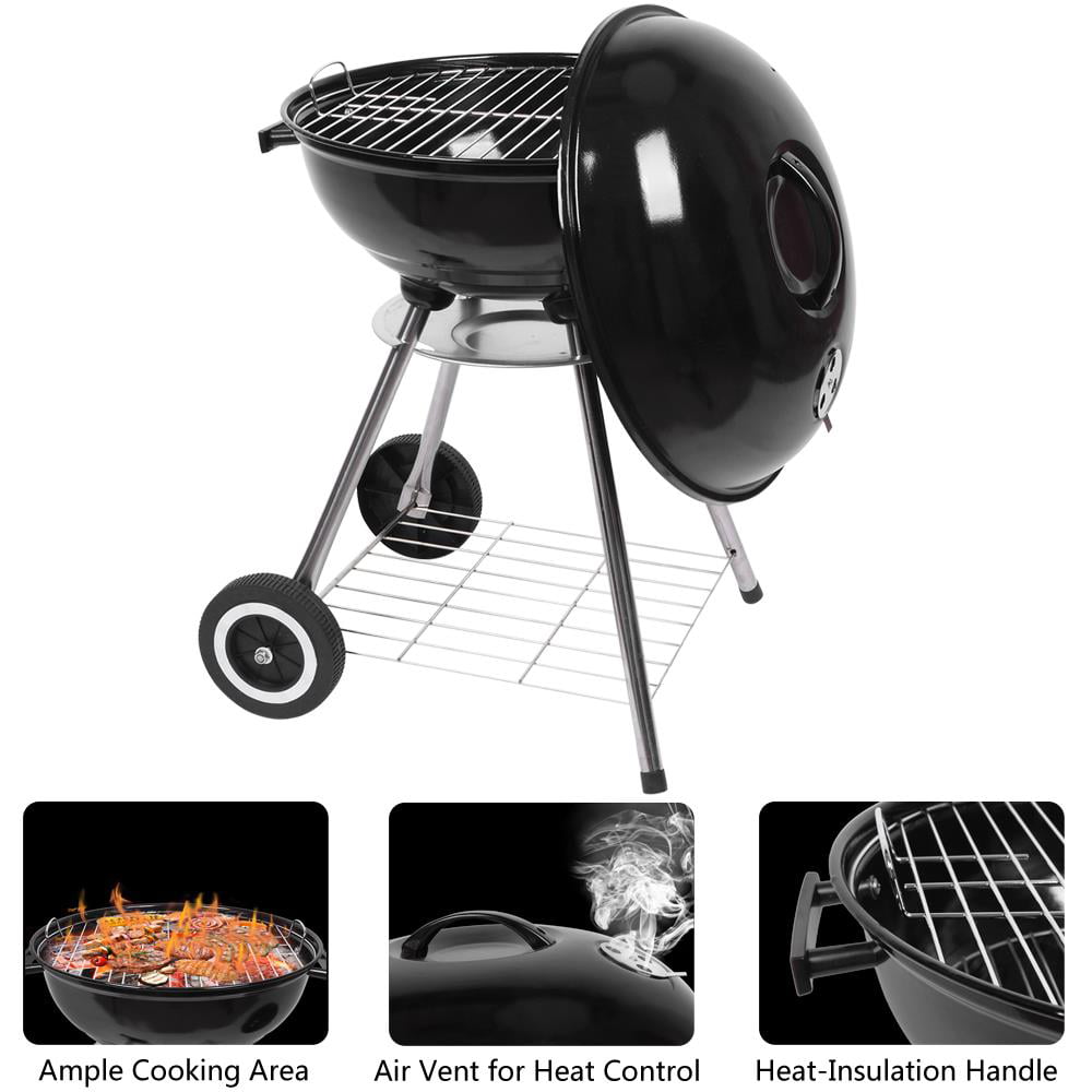 Zimtown 18 Portable Charcoal BBQ Clearance Grill Outdoor Camping Backyard with Side Wheels Black