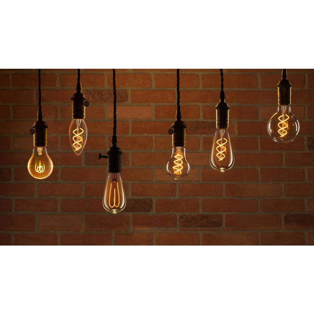 Feit Electric 40-Watt Equivalent ST19 Dimmable M Shape Filament Clear Glass Vintage Edison LED Light Bulb Warm White ST1940MCLLEDHDRP