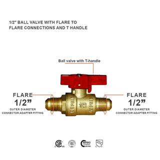 The Plumber's Choice 12 in. Flare x 12 in. Flare Brass Gas Ball Valve LxLGAS1212