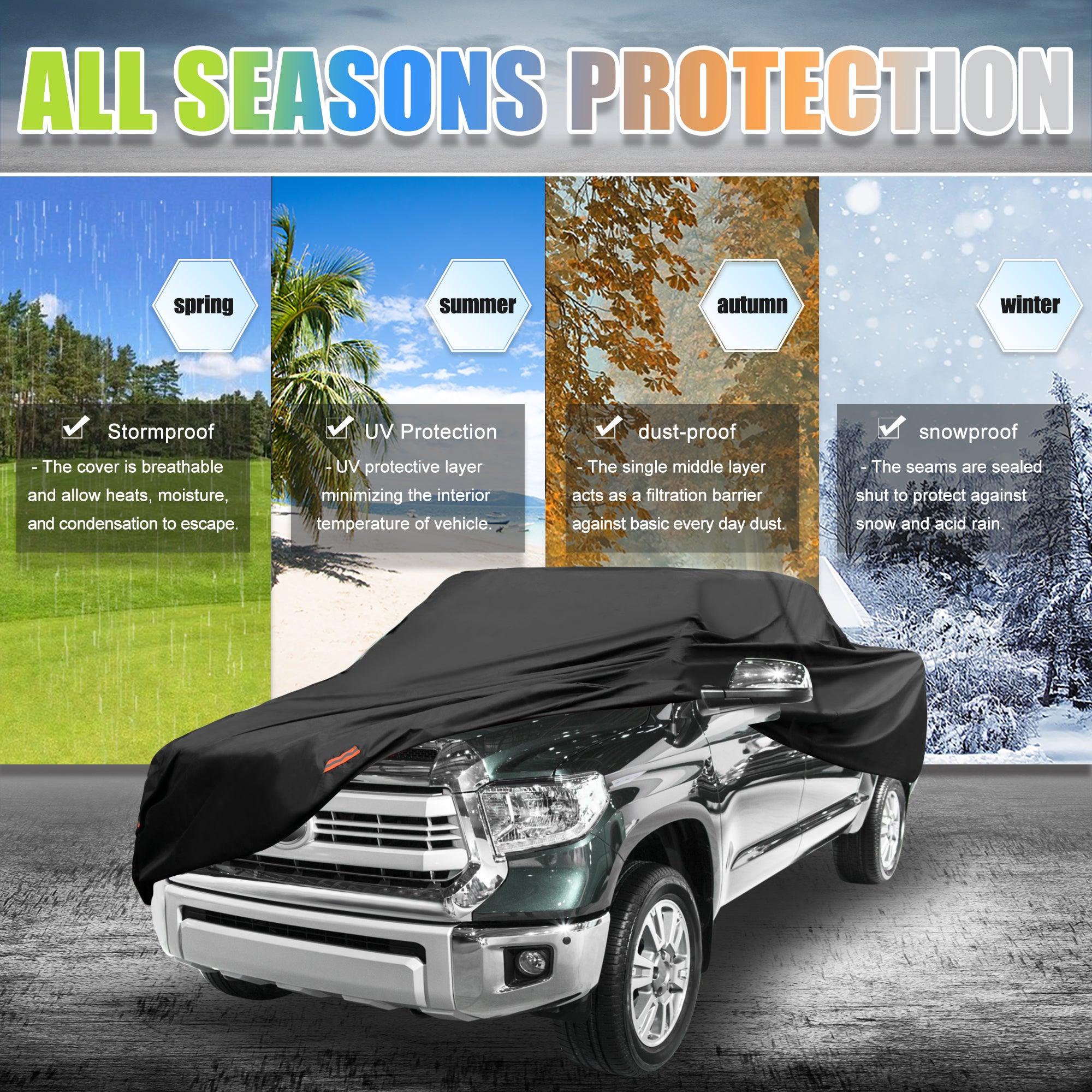 Unique Bargains Pickup Truck Cover for Toyota Tacoma Extended Cab Crew Cab 4-Door 2005-2021