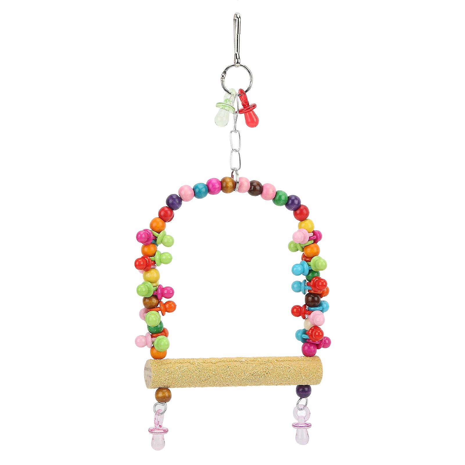 Bird Swing Toy Natural Wood Parrot Cage Toys For Small Parakeets Cockatiel Conures Finches Budgie Macaws Parrots